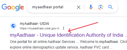 open my Aadhar Portal for Aadhar Download by Name