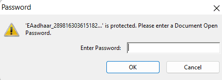इस तरह से पासवर्ड लगा कर ई आधार पीडीऍफ़ फाइल ओपन करें 