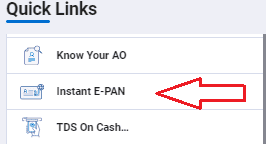 Instant e-Pan पर क्लिक करके आधार नंबर से पैन कार्ड कैसे निकाले