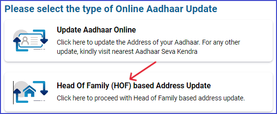 Head of Family based Aadhar Address Update in Hindi