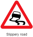 फिसलन भरी सड़क का संकेत चिन्ह कैसा होता है - Slippery Road Sign